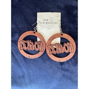 Detroit Wooden Earrings – Handcrafted Graffiti Style by The Jewelry Co.